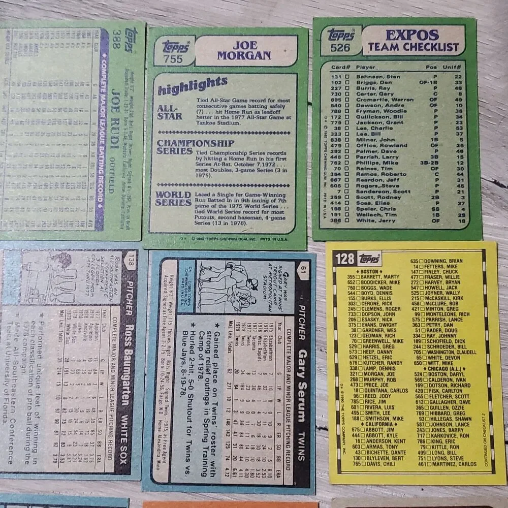 Vintage Topps Baseball Card Lot (14 Cards) 1979 1980 Joe Morgan In Action Rudi